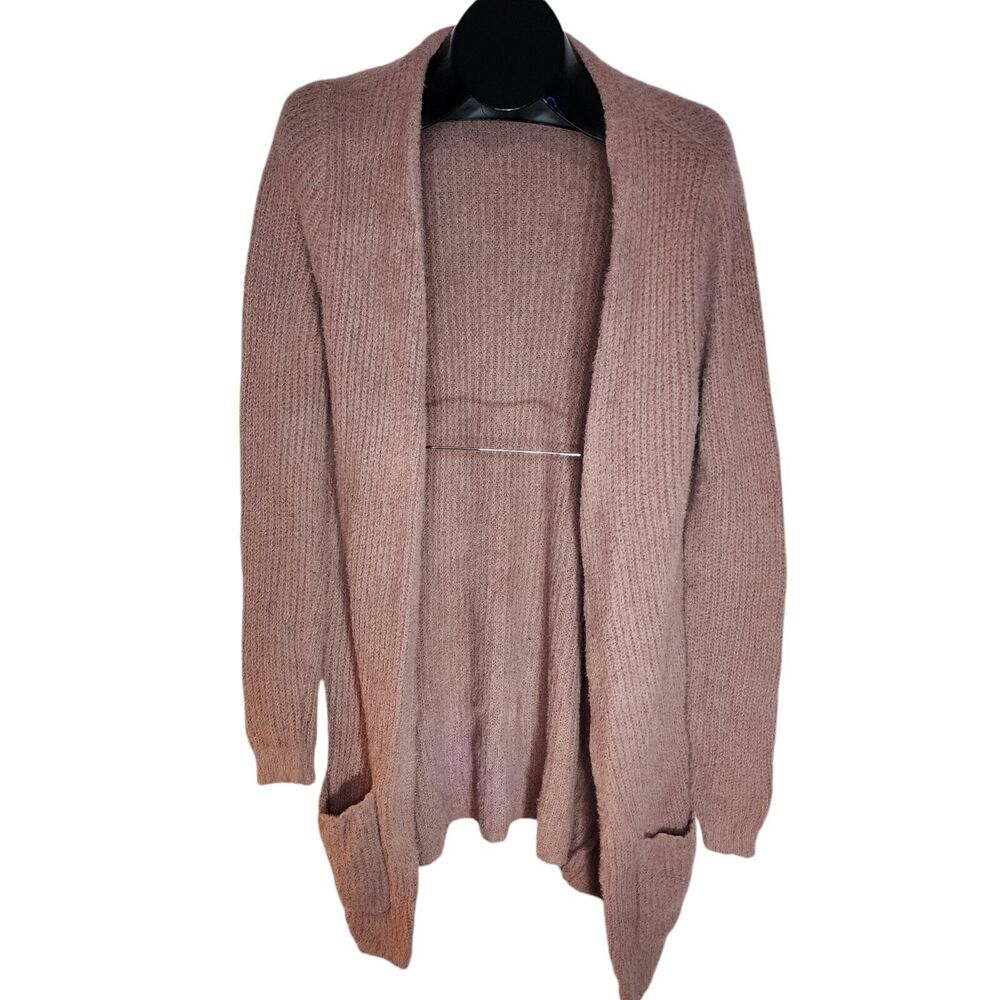 Love Tree Women's Long Sleeve Open Front Cardigan Sweater w/Pockets Size L Pink